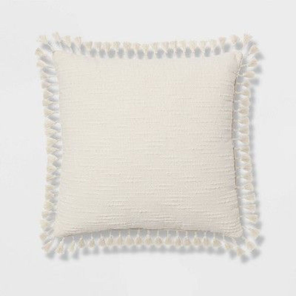 Elegant Cream Tassel Throw Pillow